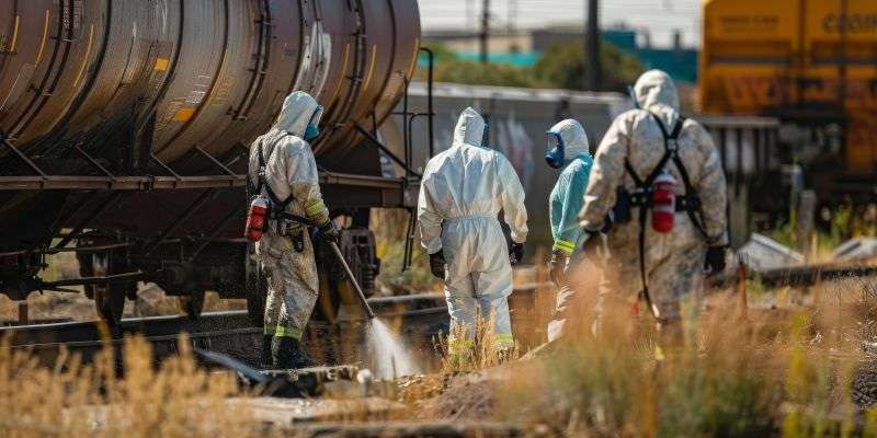 Group of men in hazmat suits